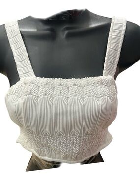 Show Me Your MuMu White Shirred Crop